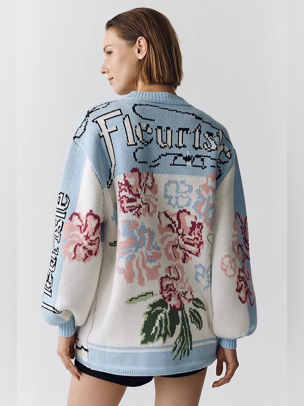 Anthropologie Oversized Floral V-Neck Cardigan Sweater (Size S/M) - NWT